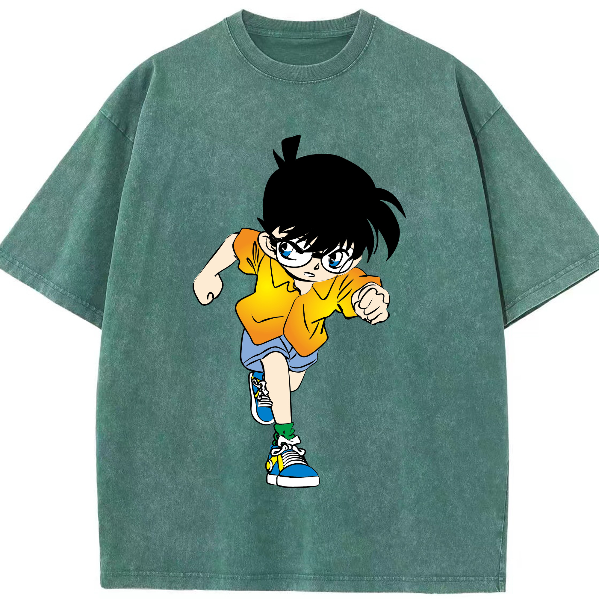 （画像用） 名探偵コナン 江戸川 コナン Detective Conan Conan Edogawa 綿100% ヴィンテージ風 半袖Tシャツ（フロントプリント）